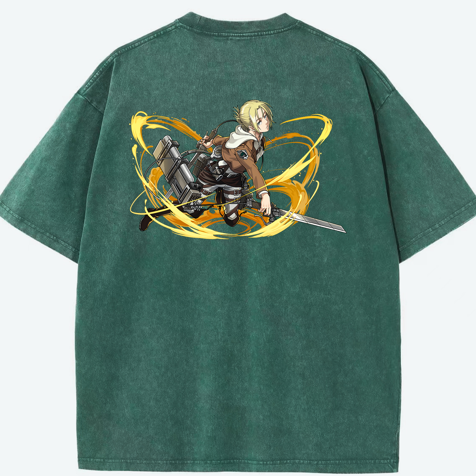 （画像用） 進撃の巨人 アニ・レオンハート Attack on Titan Annie Leonhart 綿100% ヴィンテージ風 半袖Tシャツ（背面プリント）